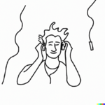 DALL·E 2023-07-13 20.07.05 - create a line image of a man with a set of headphones enjoying mu...png